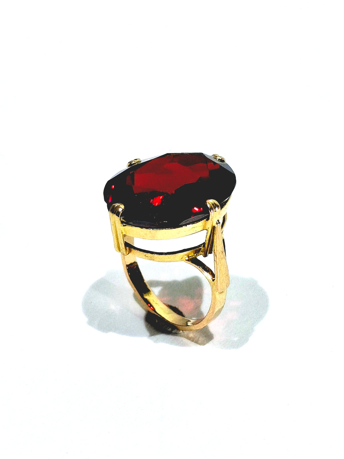 Champagne gold and Garnet Cocktail Ring