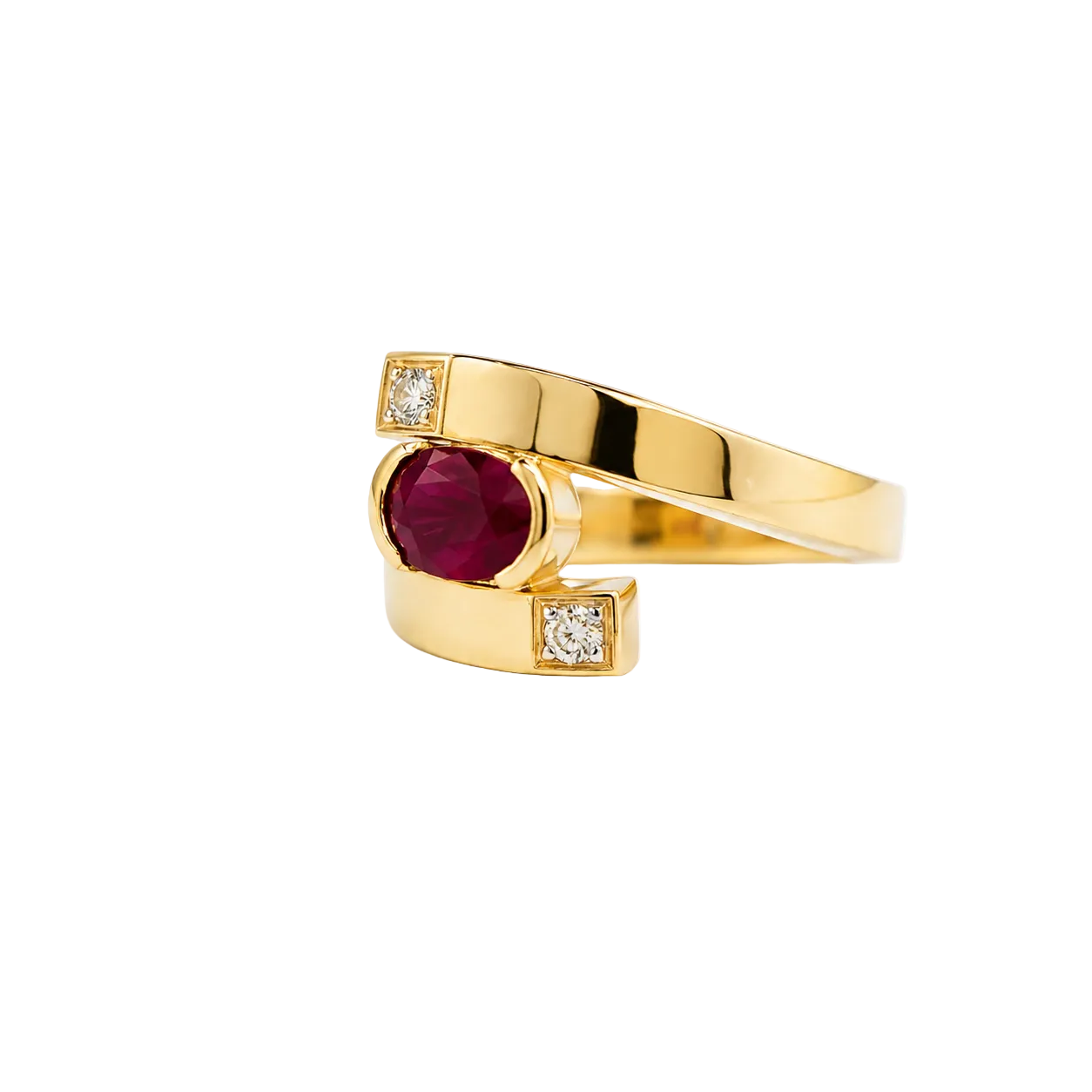 "Toi & Moi" Ring in Yellow Gold, Rubies, and Diamonds