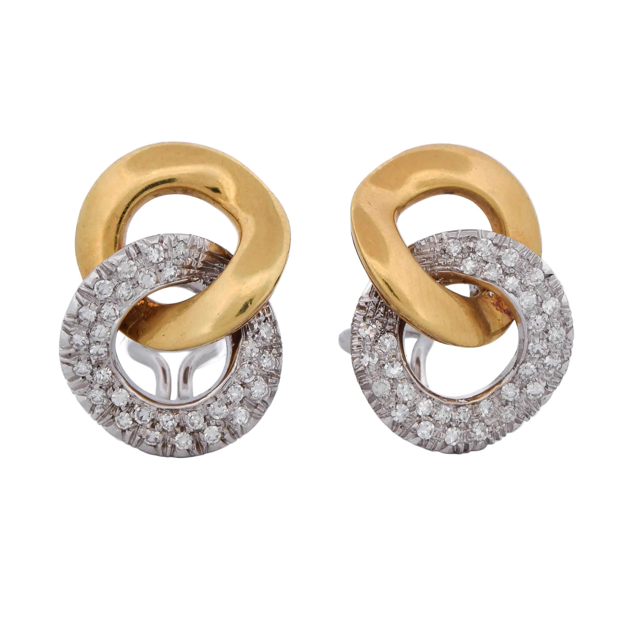 LUNATI Clip-On Earrings in White gold, Yellow gold, and Diamonds