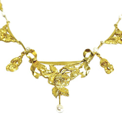 Champagne Gold and Pearl Drapery Necklace