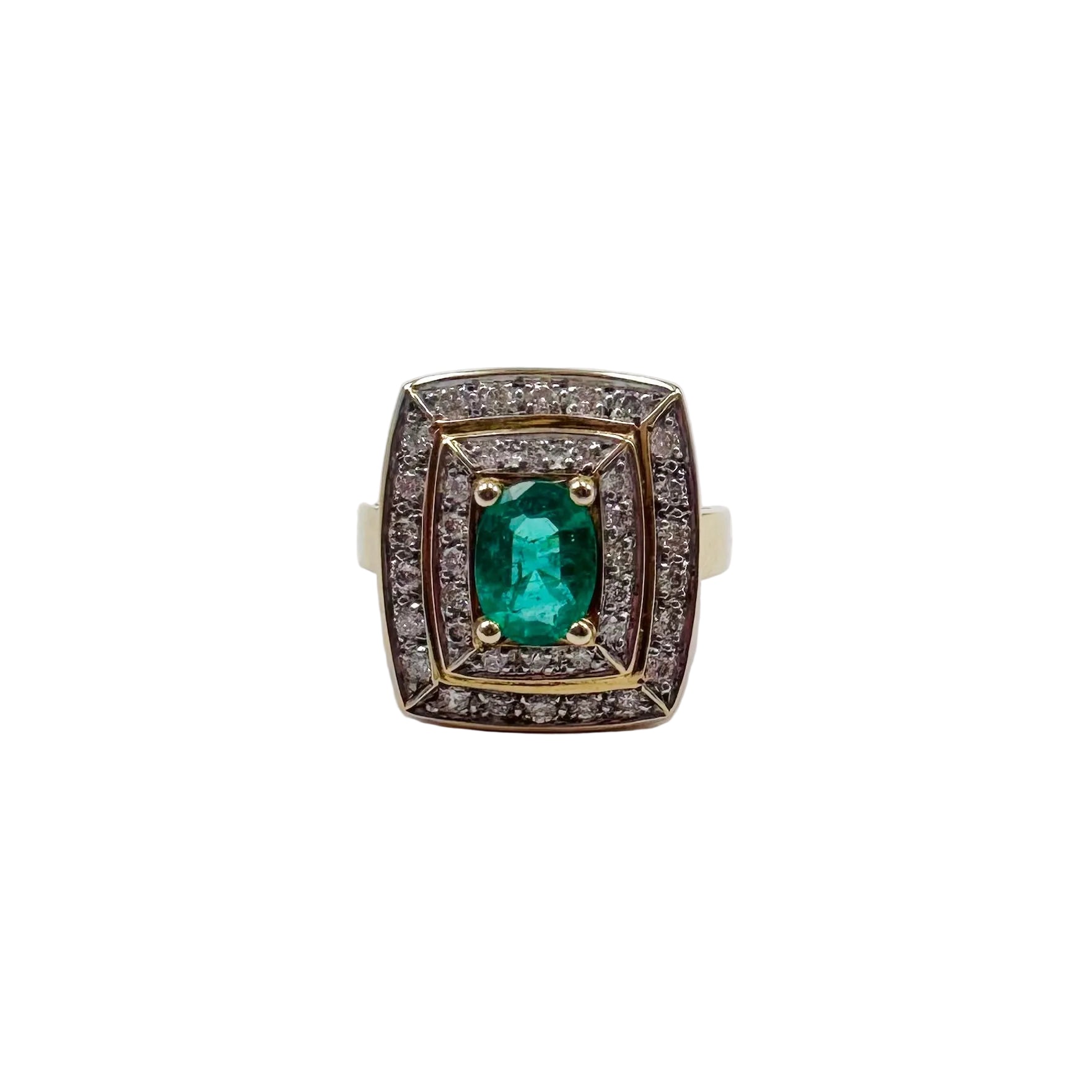 Yellow gold, emerald and diamond Entourage Ring