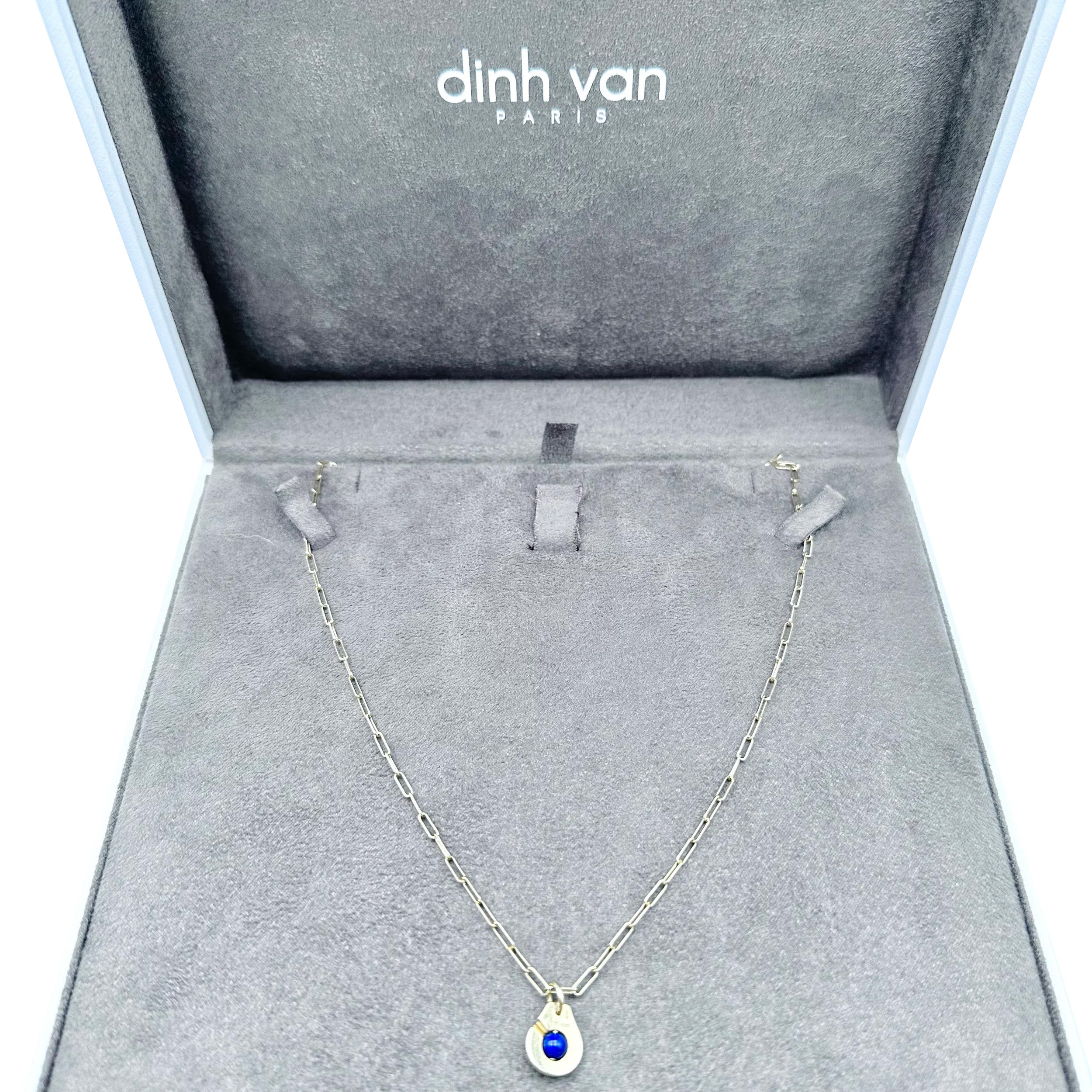 DINH VAN "R10 Handcuffs" Pendant Necklace in yellow gold and Lapis lazuli