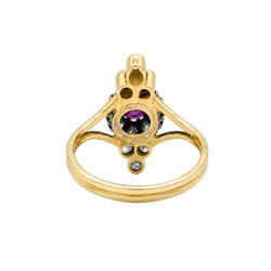 Marquise Ring in Yellow Gold, Rubies, and Diamonds