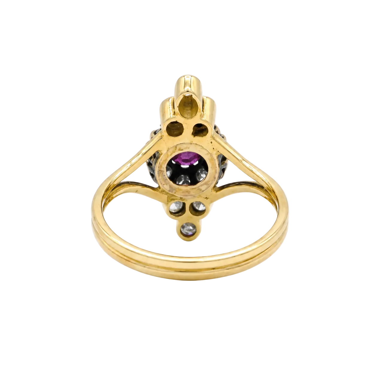Marquise Ring in Yellow Gold, Rubies, and Diamonds
