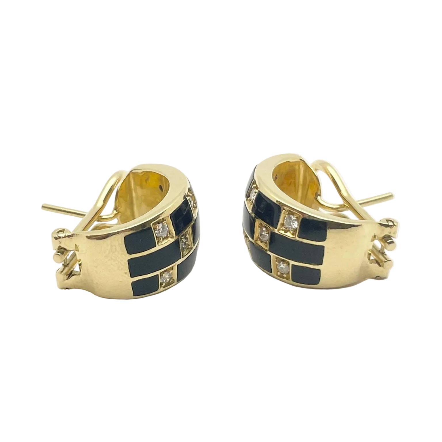 Boucles d'oreilles Clips LEO PIZZO en or jaune, émail et diamants