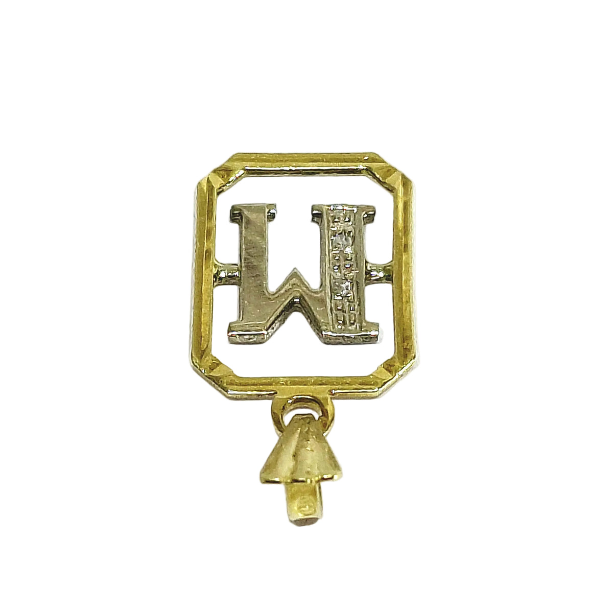“M” Pendant in White gold, Yellow gold, and Diamonds