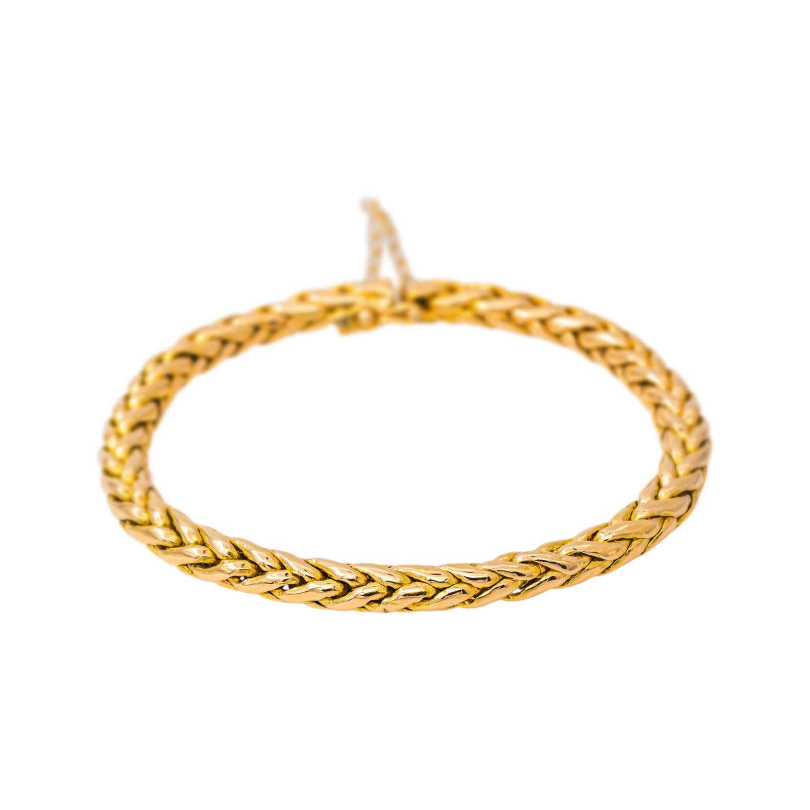 Yellow Gold Palm Leaf Link Bracelet