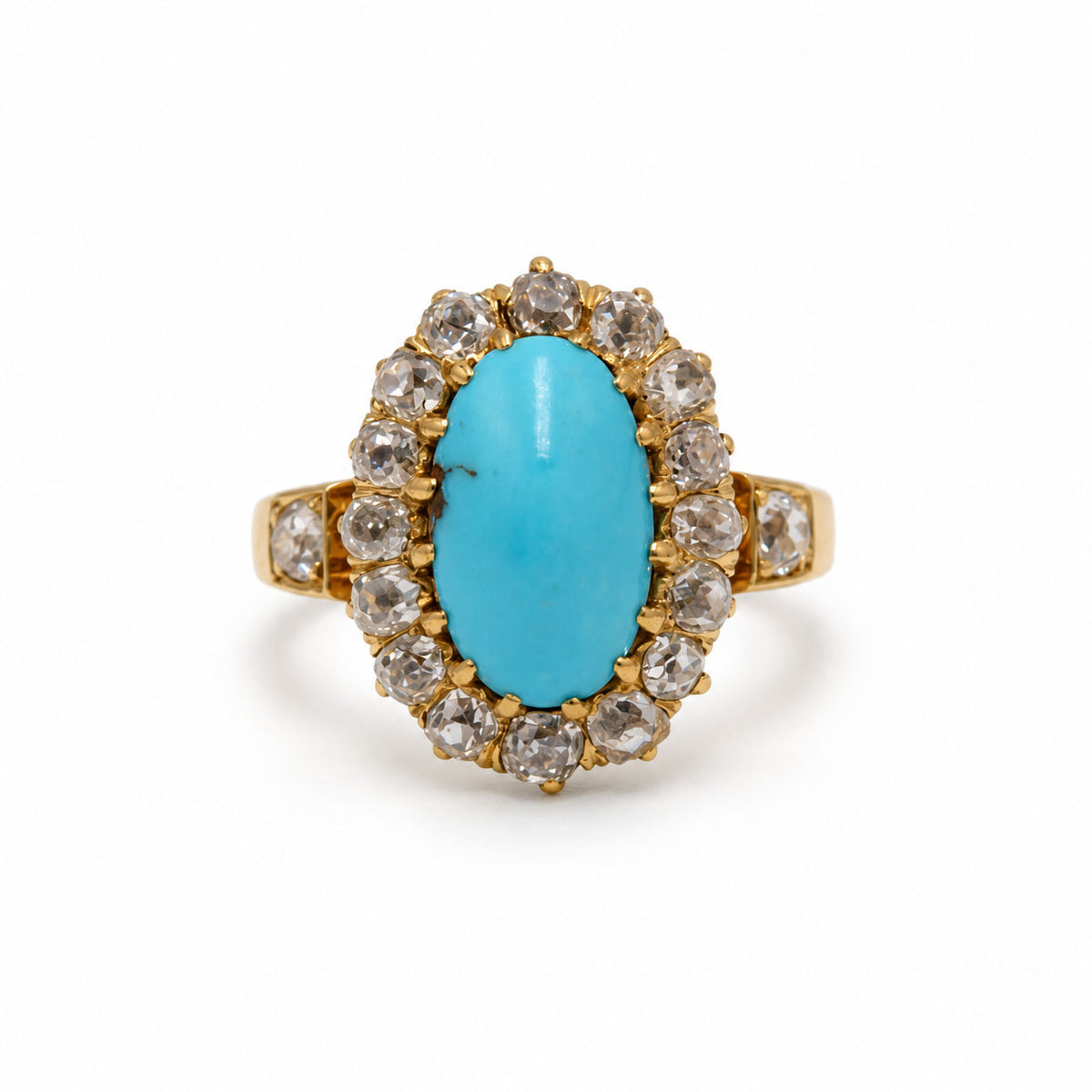 Bague Marguerite en or jaune, turquoise et diamants