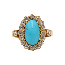 Marguerite Ring in Yellow Gold, Turquoise, and Diamonds