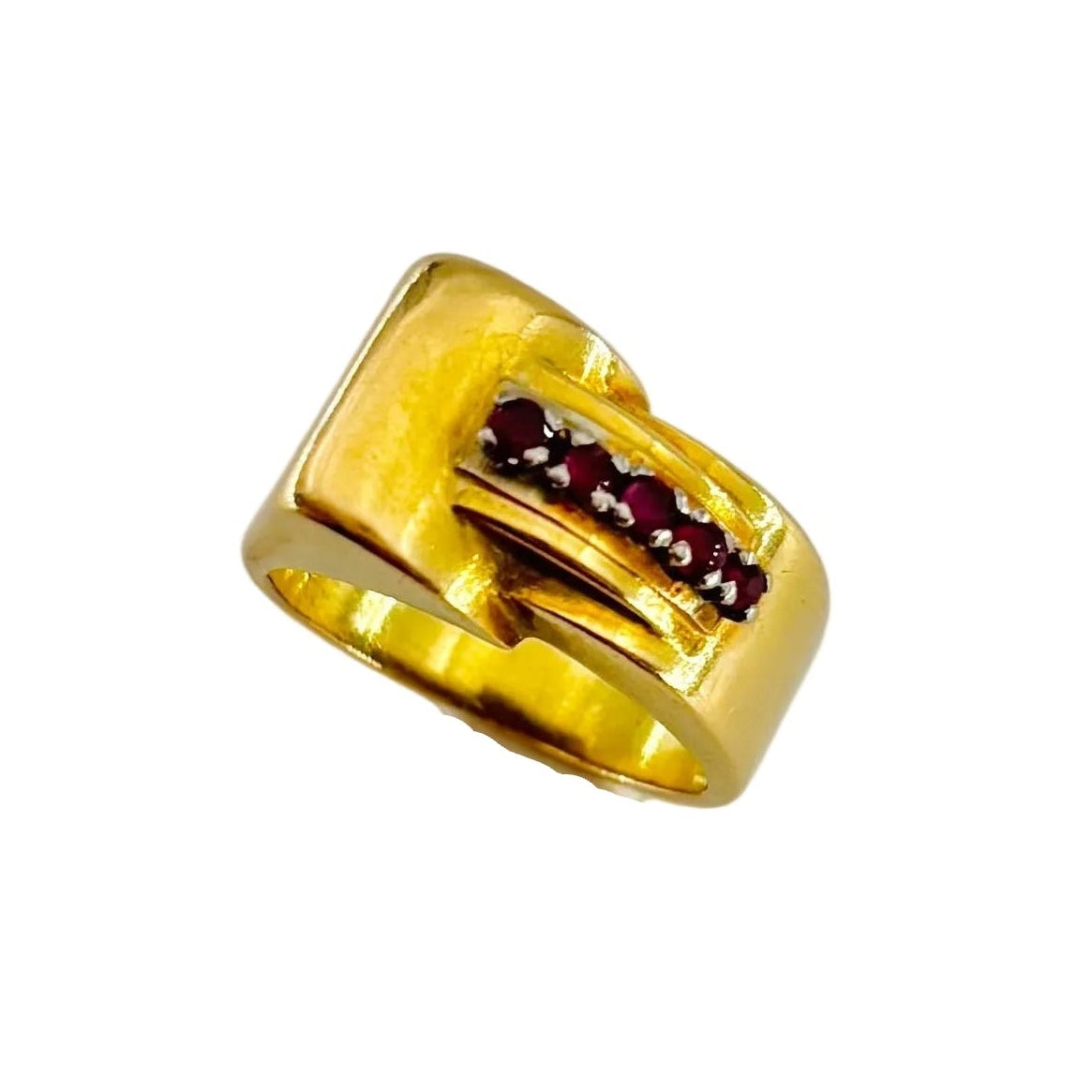 Yellow Gold and Ruby Tank Ring