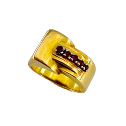 Yellow Gold and Ruby Tank Ring