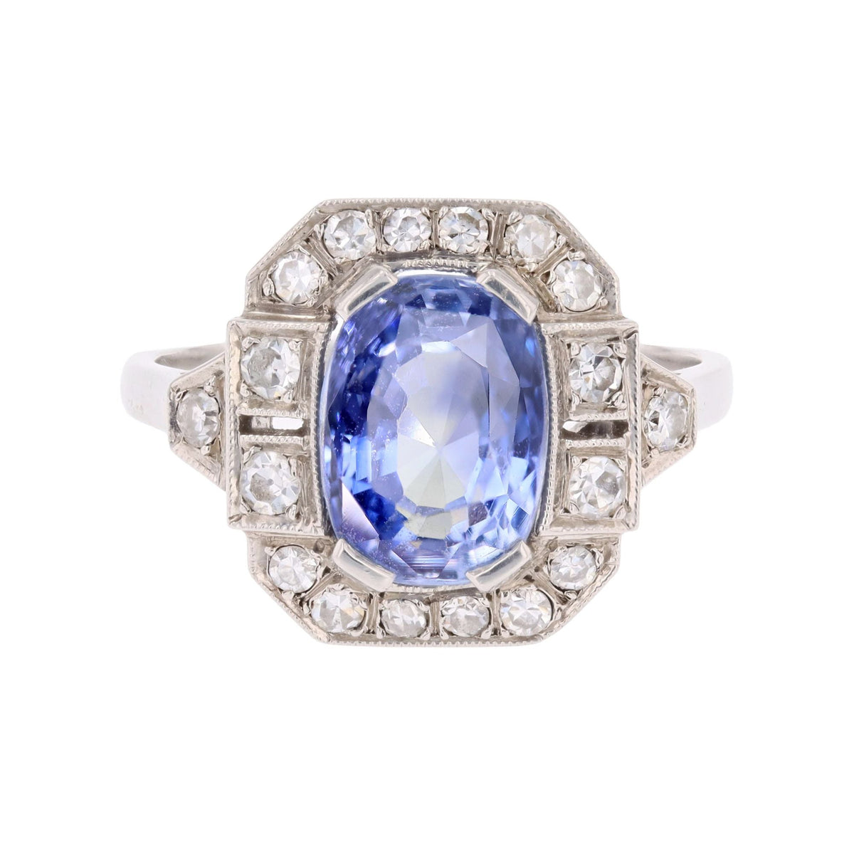 Entourage Ring in Platinum, Sapphire, and Diamonds