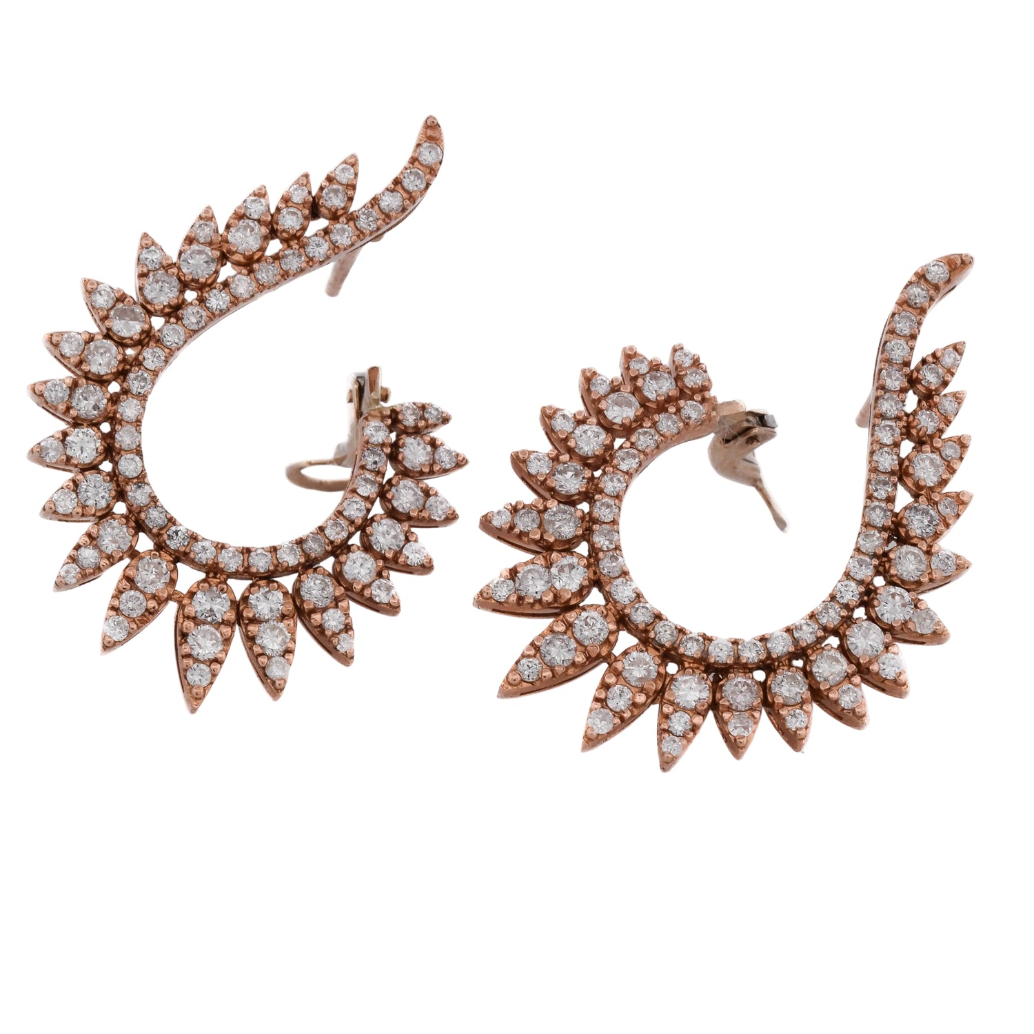 Rose Gold and Diamond Clip-On Earrings