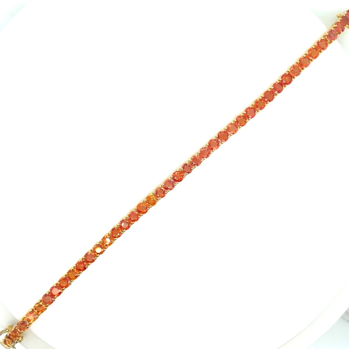 11 Carat Natural Padparadsha Sapphire Yellow Gold Tennis Bracelet - Castafiore