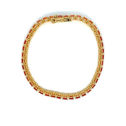 11 Carat Natural Padparadsha Sapphire Yellow Gold Tennis Bracelet - Castafiore