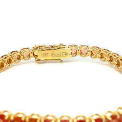 11 Carat Natural Padparadsha Sapphire Yellow Gold Tennis Bracelet - Castafiore