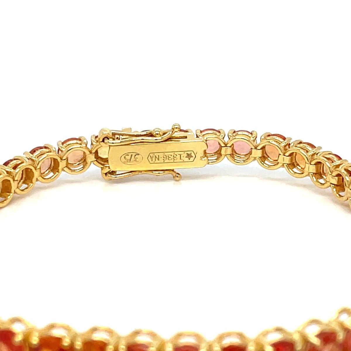 11 Carat Natural Padparadsha Sapphire Yellow Gold Tennis Bracelet - Castafiore