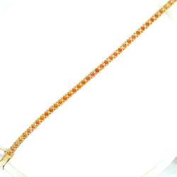 11 Carat Natural Padparadsha Sapphire Yellow Gold Tennis Bracelet - Castafiore