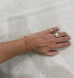 11 Carat Natural Padparadsha Sapphire Yellow Gold Tennis Bracelet - Castafiore