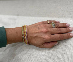 11 Carat Natural Padparadsha Sapphire Yellow Gold Tennis Bracelet - Castafiore