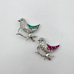 Two "Bird" Brooches in White gold and Platinum