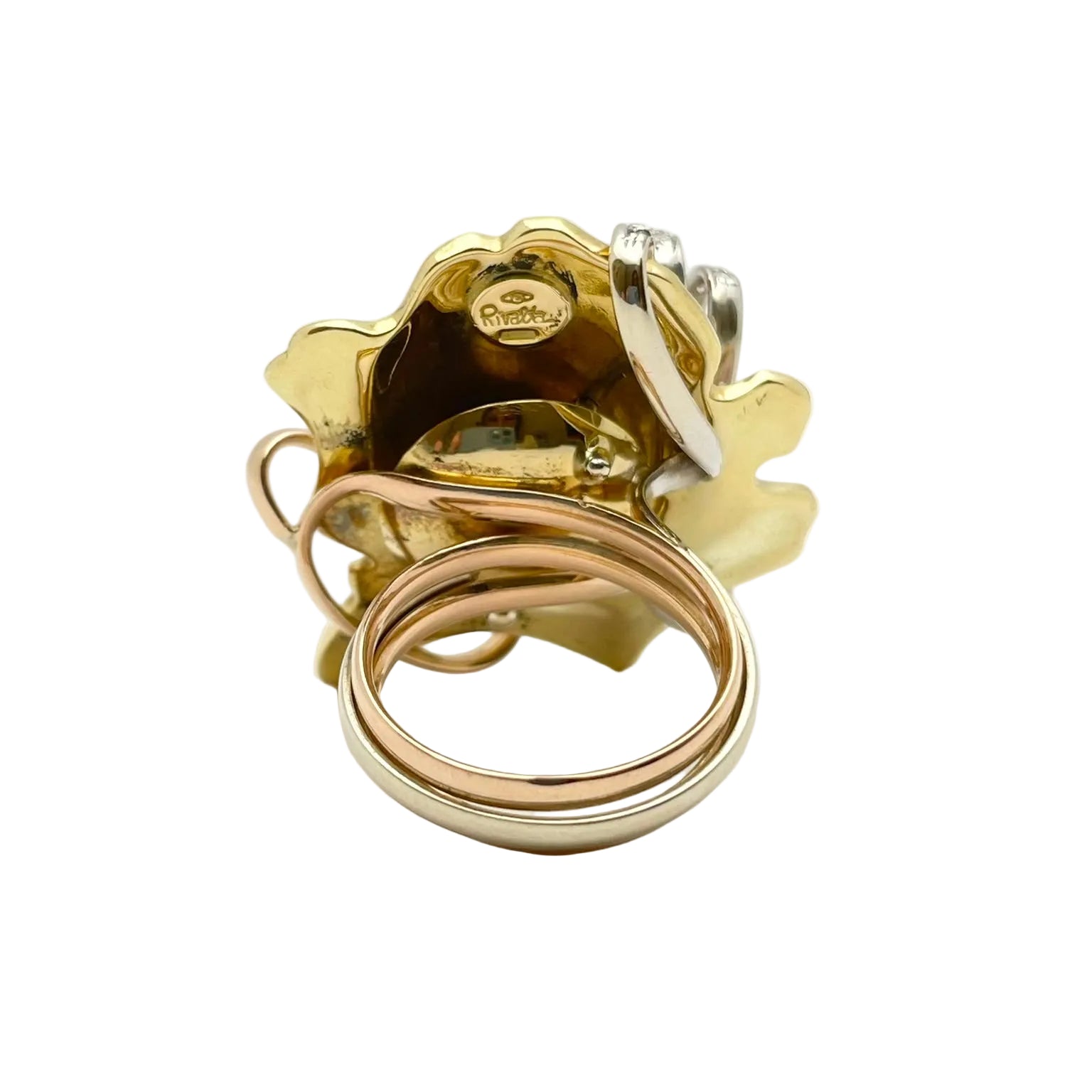 RIVALTA Cocktail Ring in white gold, yellow gold, rose gold, Enamel, and Diamonds