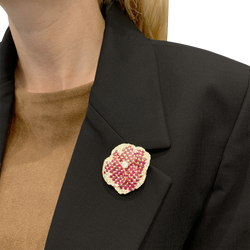 "Pansy" Clip Brooch in Yellow Gold, Rubies, and Diamonds