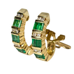 Yellow Gold Clip-On Earrings with Emeralds and Diamonds