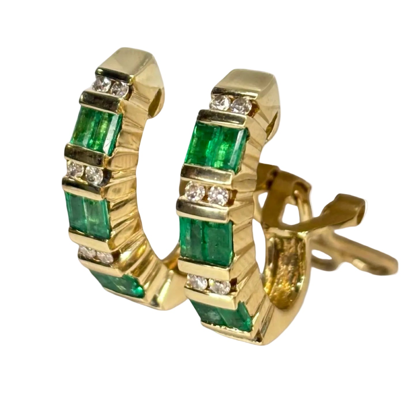 Yellow Gold Clip-On Earrings with Emeralds and Diamonds