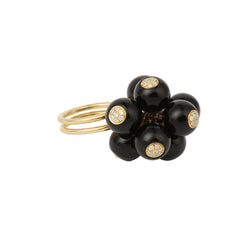 Bague Cocktail en or jaune, onyx et diamants