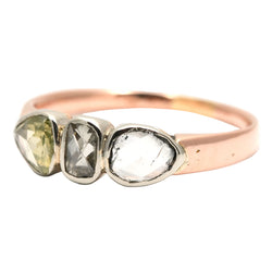 Trilogy Ring in Yellow Gold, Silver, and Diamonds