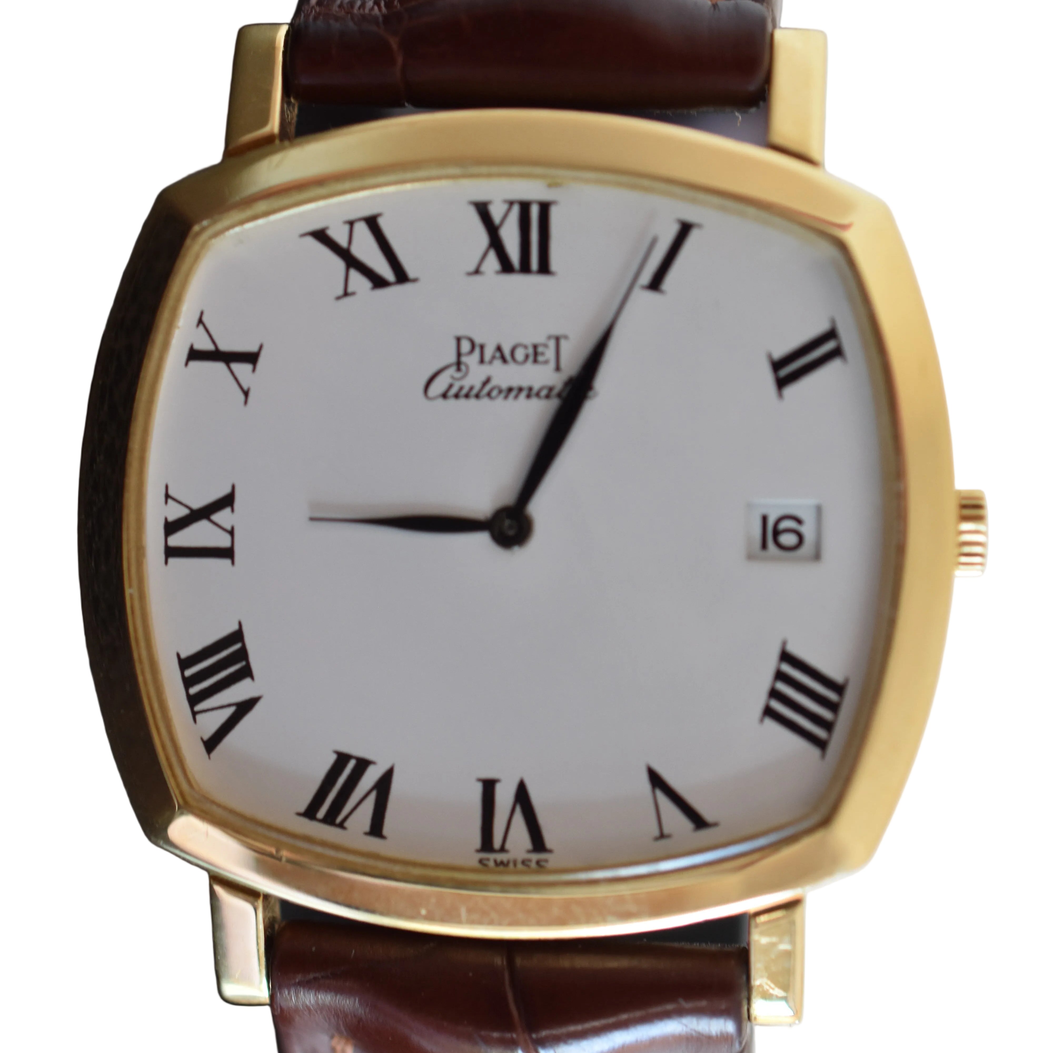 Montre PIAGET Coussin en or jaune et cuir