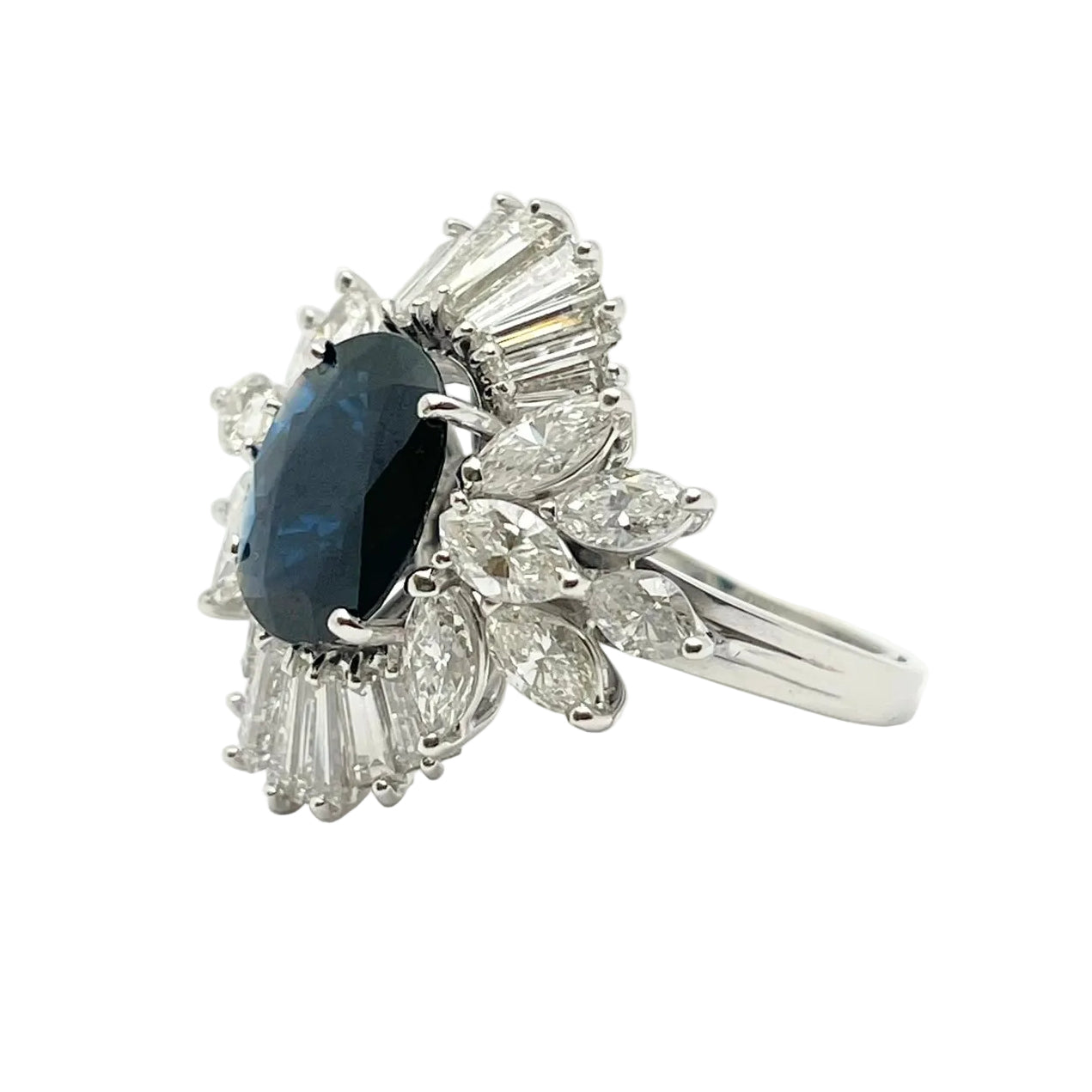 White Gold, Sapphire, and Diamond Ring