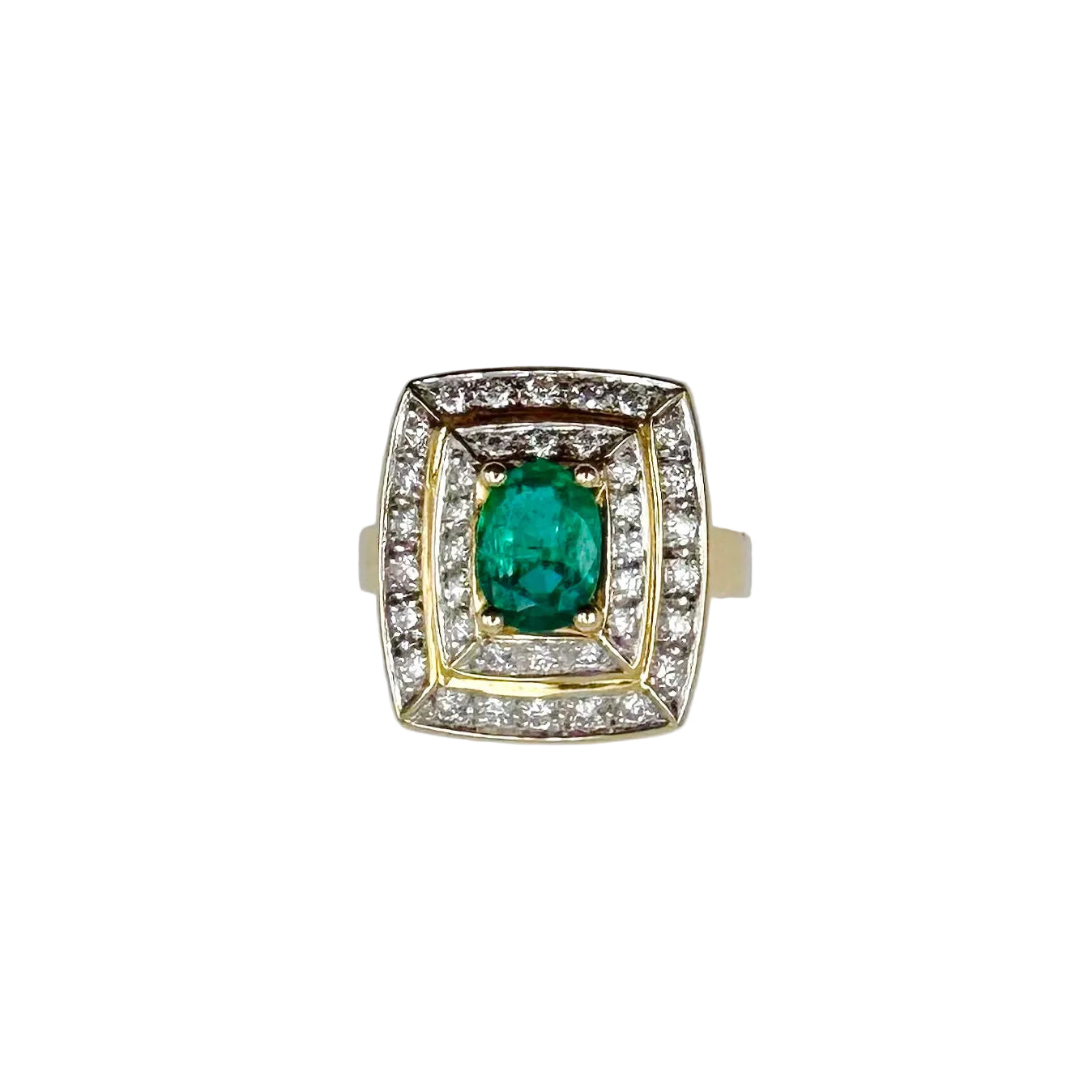 Yellow gold, emerald and diamond Entourage Ring