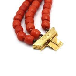 Bracelet - Yellow gold, Cameo & Red Coral