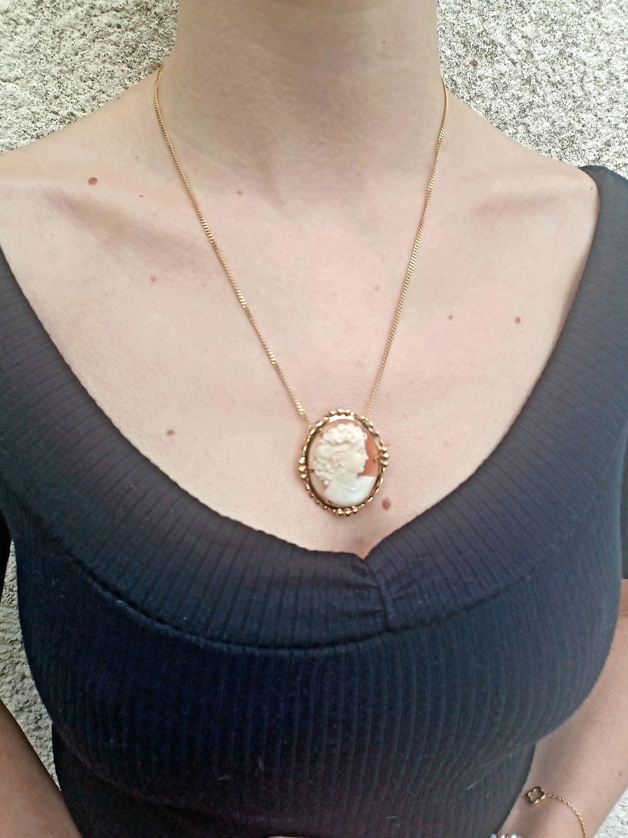 Pendentif Broche Camée Coquillage