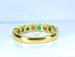 Yellow Gold Wedding Band with Emeralds and Diamonds