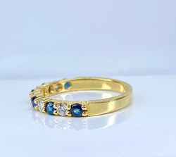 Yellow Gold Wedding Band with Sapphires and Diamonds