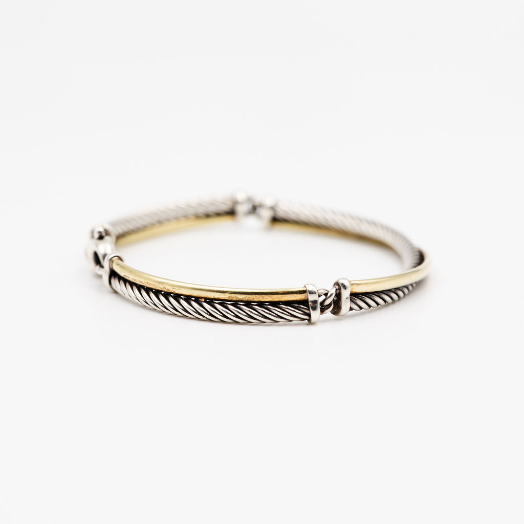 DAVID YURMAN "Crossover" Bracelet in Silver and Yellow Gold