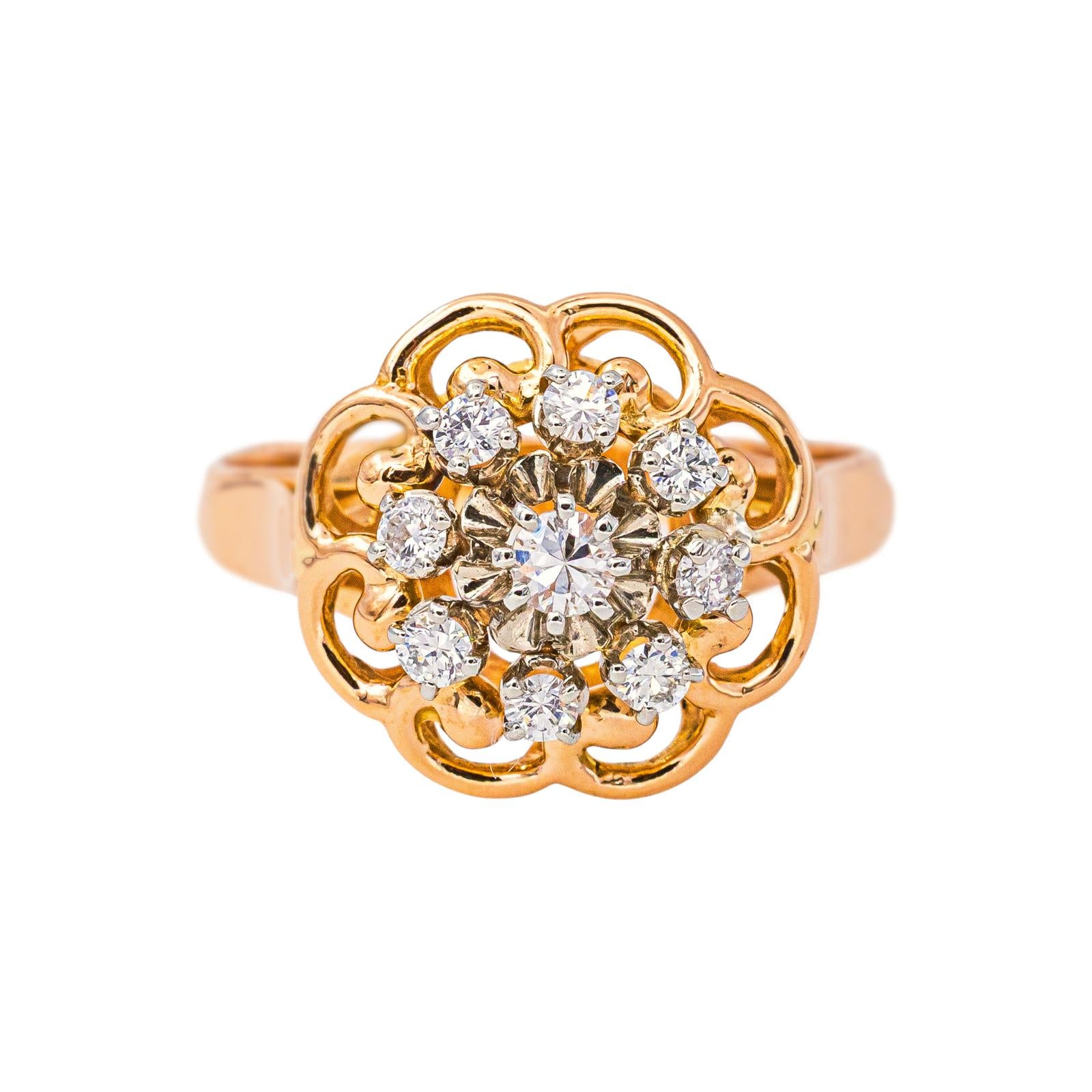 Bague Marguerite Or rose Diamant