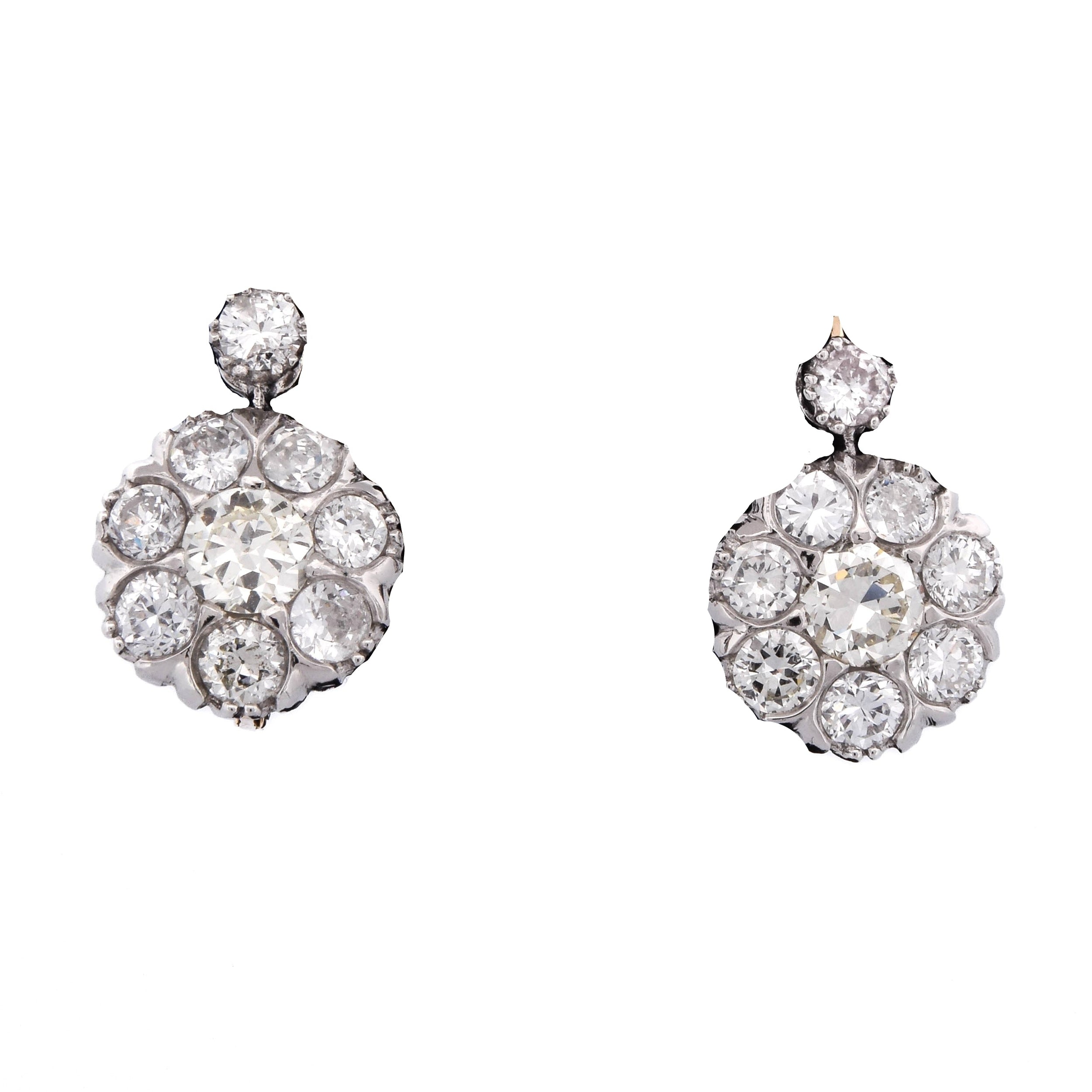 Platinum and Diamond Lever-back Earrings