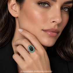 Cocktail Ring in Platinum, Opal, and Emeralds