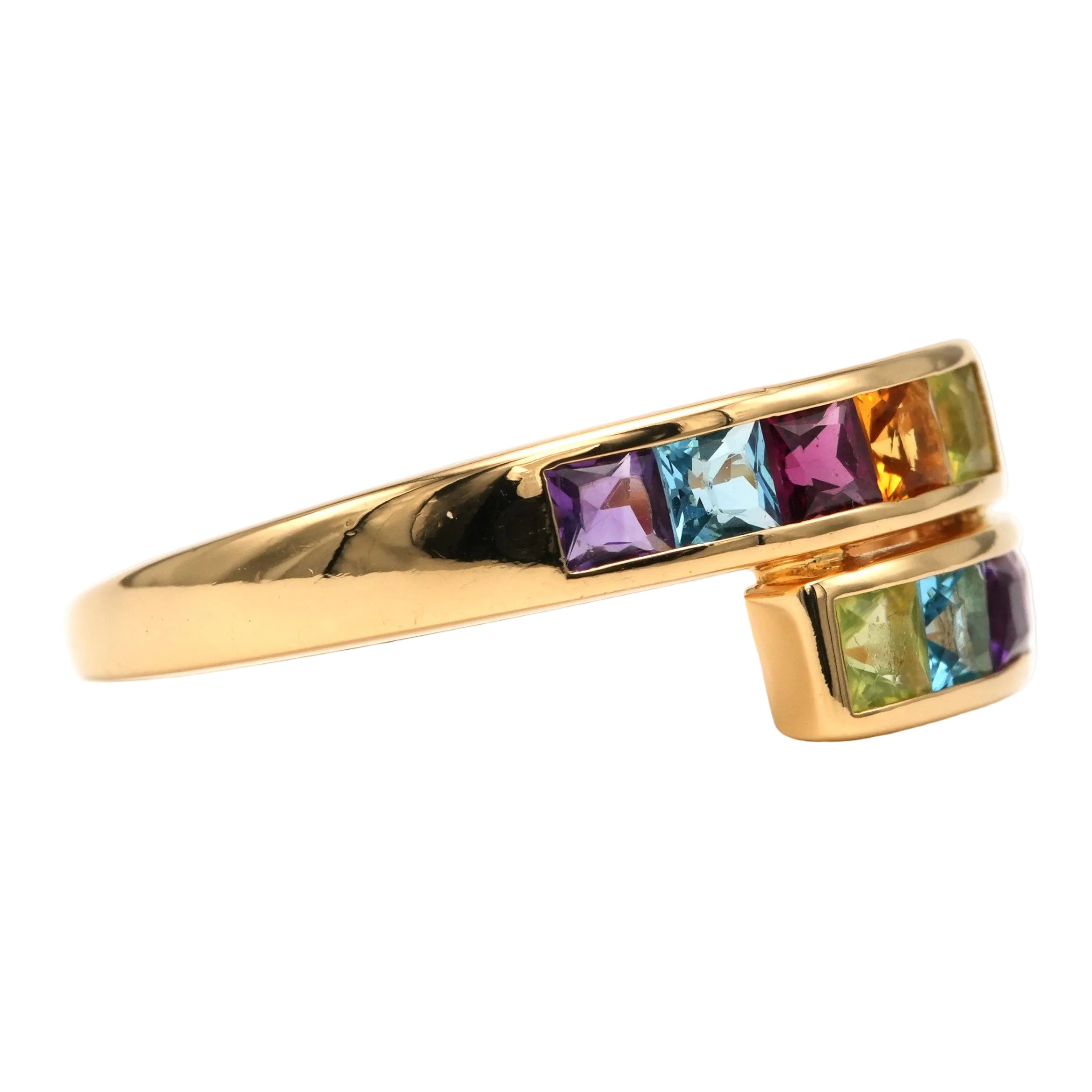 Toi & Moi Ring in Yellow gold, Amethyst, Citrine, Garnet, Peridot and Topaz