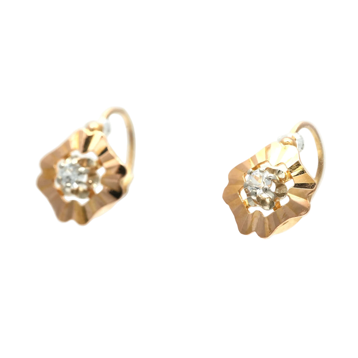 Yellow gold and Sapphire Lever-back Earrings
