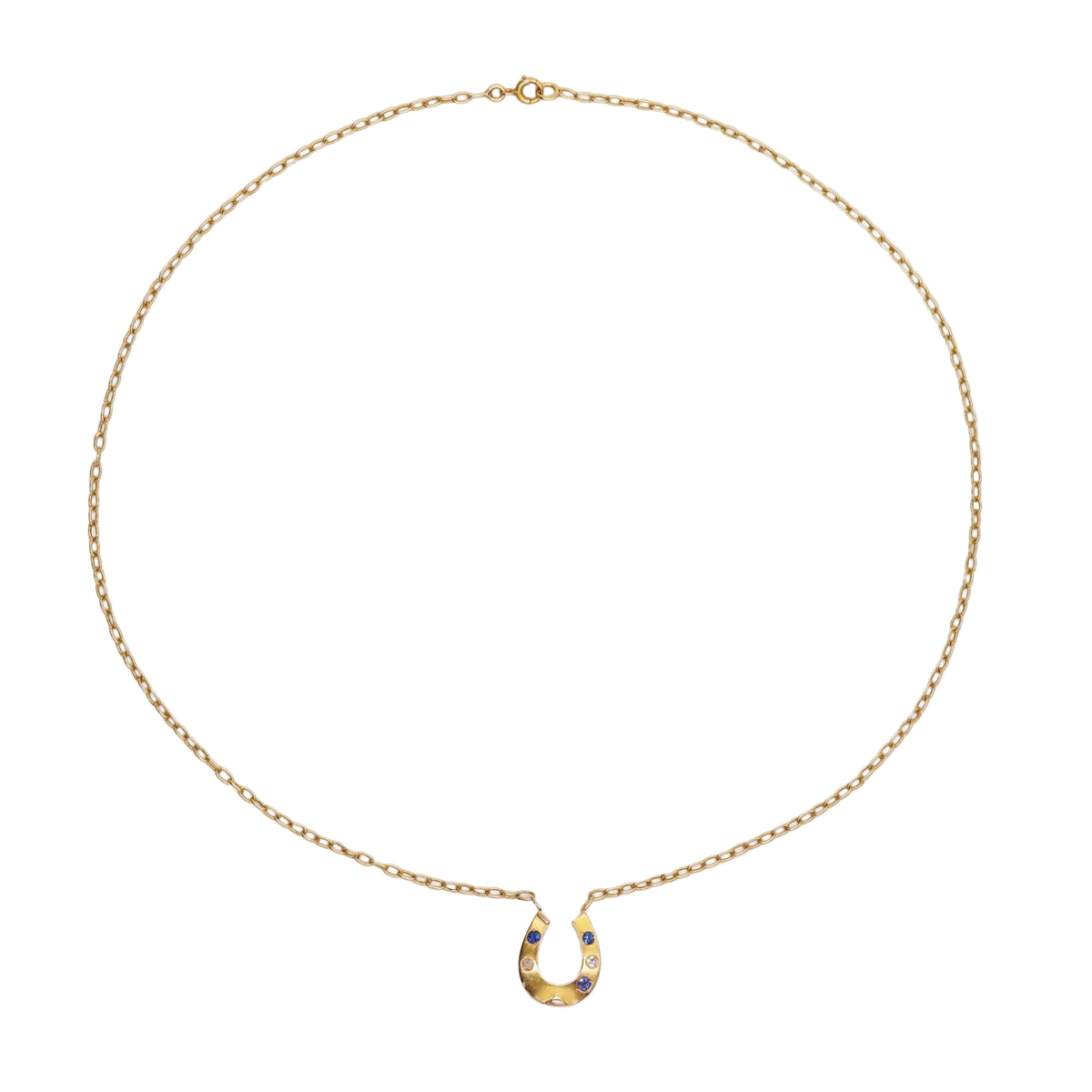 Yellow Gold Necklace with Sapphire and Diamond Pendant