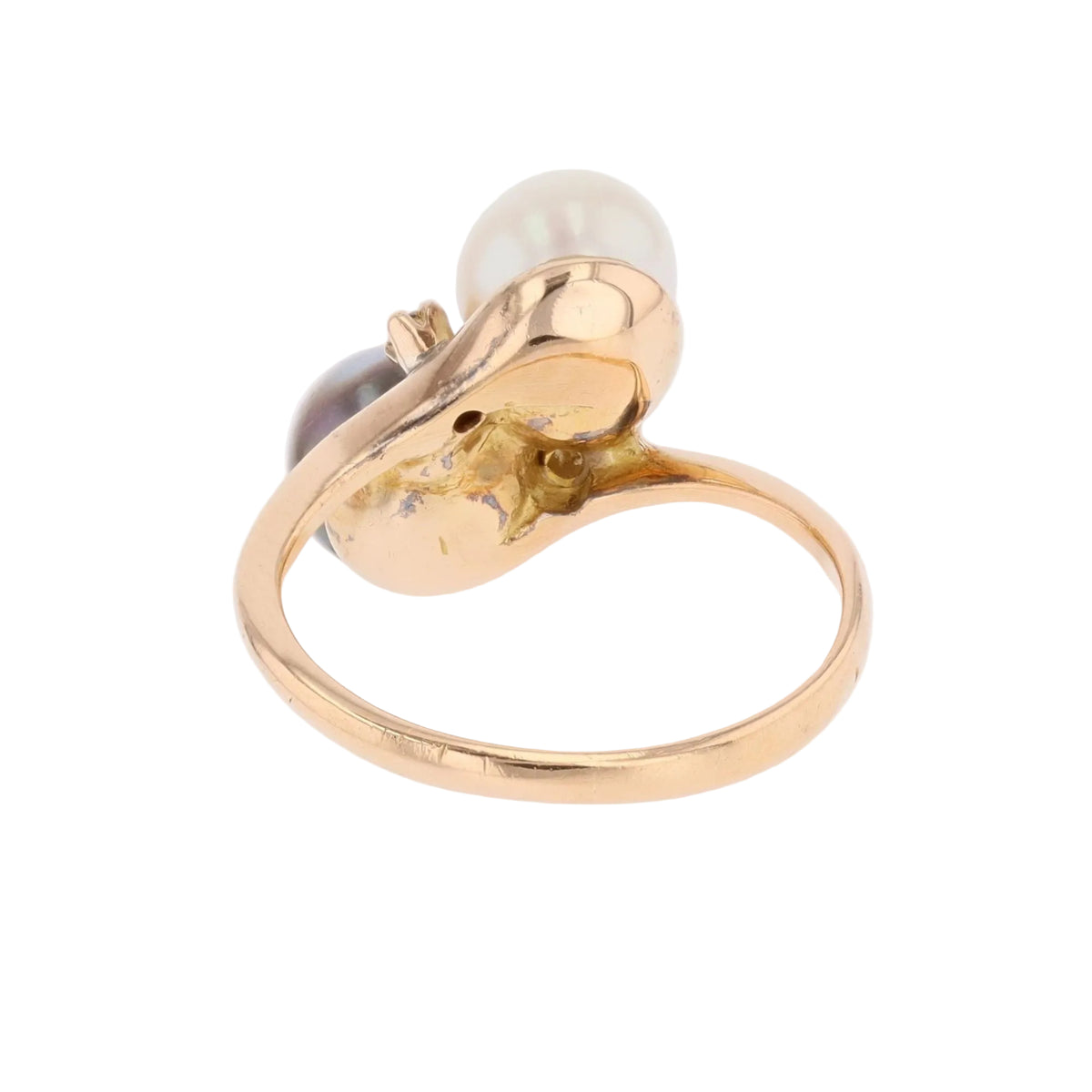 "Toi & Moi" Ring in Rose Gold, Pearls, and Diamonds