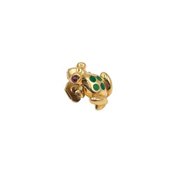 CARTIER "Frog" brooch in yellow gold, Enamel, and rubies