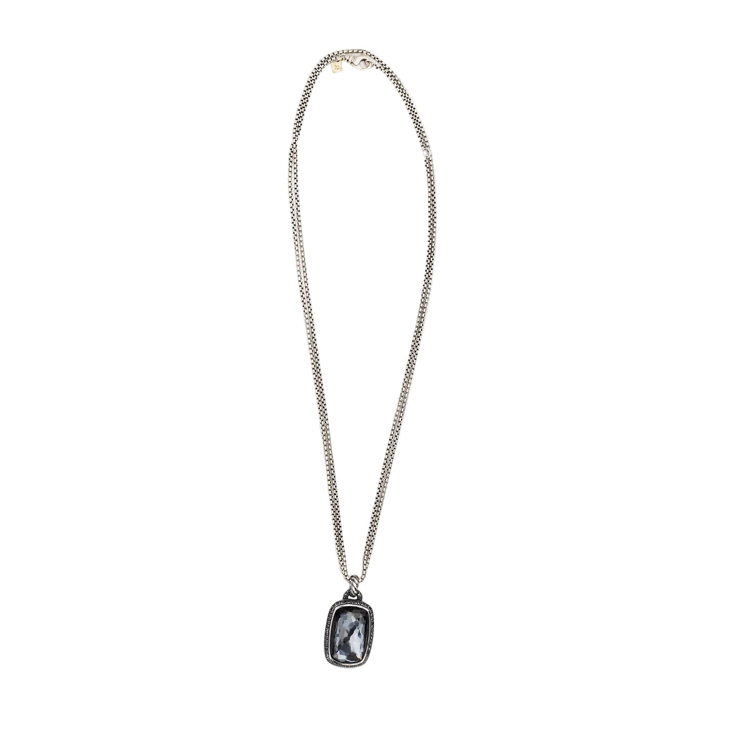 Necklace DAVID YURMAN "Albion Enhancer" pendant in silver, hematite and diamonds black