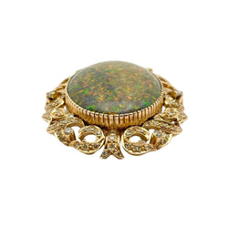 18KT gold pendant with Australian opal and natural diamonds