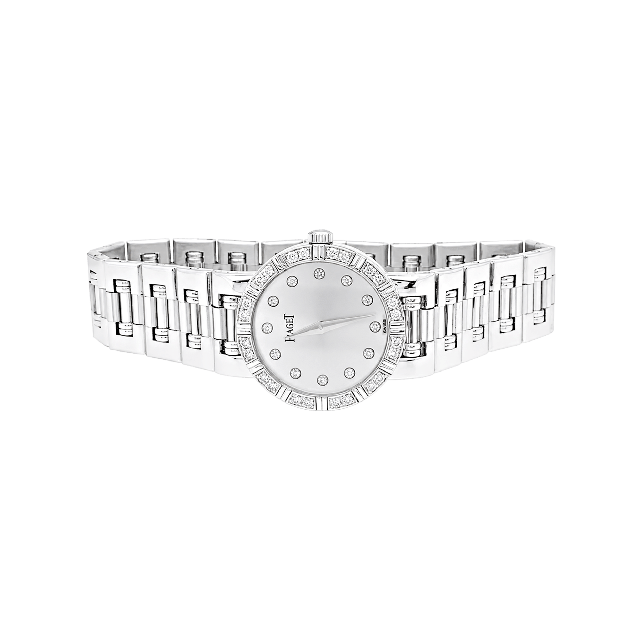 Montre Piaget, "Dancer", or blanc, diamants.
